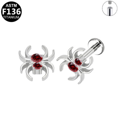 1 Piece Lip Rings Hip-Hop Rock Punk Spider Pure Titanium Titanium Alloy Zircon 14K Gold Plated White Gold Plated Lip Rings Ear Cartilage Rings & Studs