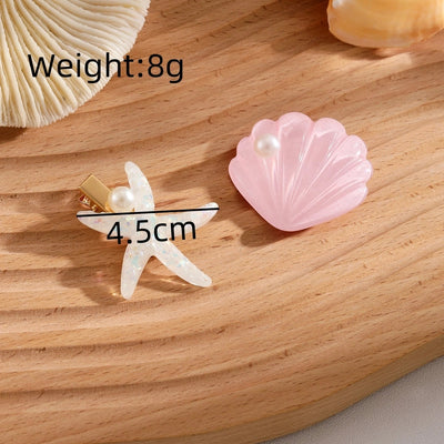 Women's Beach Sweet Starfish Shell Alloy Resin Inlay Pearl Hair Clip