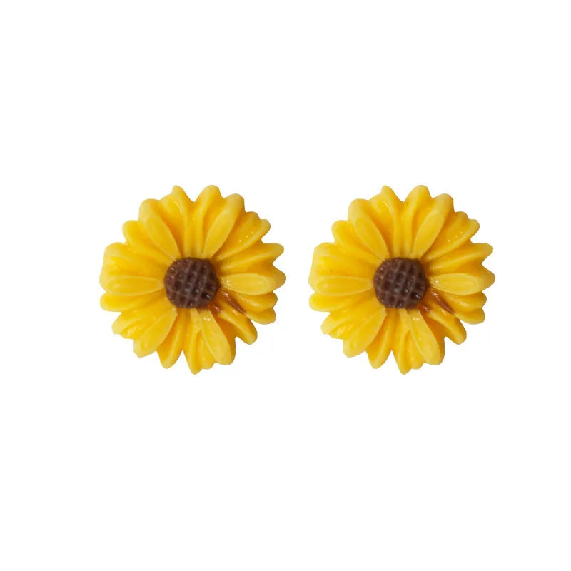 1 pair sweet flower plating alloy earrings