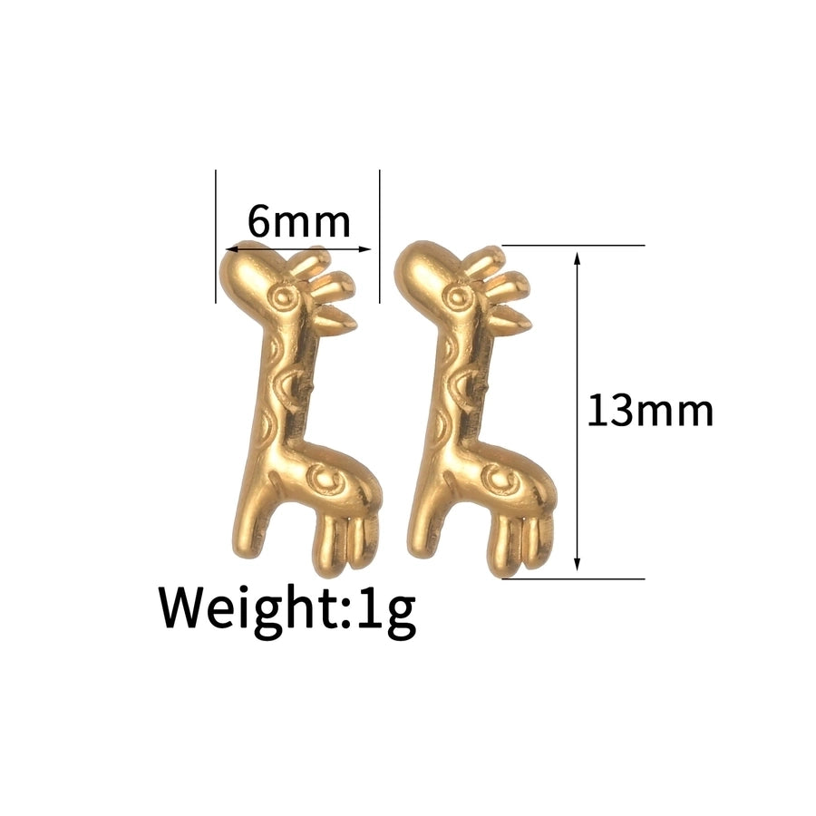 1 Pair Simple Style Animal Moon Flower Plating 304 Stainless Steel Ear Studs