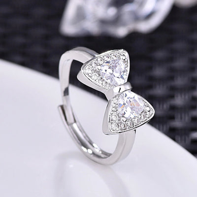 Jewelry Modern Style Sweet Bow Knot Copper Rhinestones Open Rings