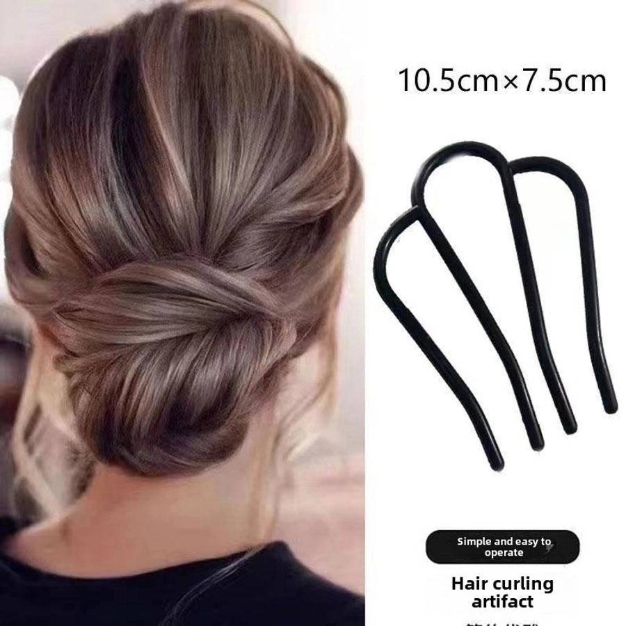 Lazy hair dish artifact meatball head comb hair comb hair clip inverted U-shaped hair clip professional styling headdress hair fork women