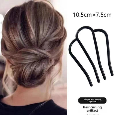 Lazy hair dish artifact meatball head comb hair comb hair clip inverted U-shaped hair clip professional styling headdress hair fork women