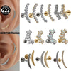 1 Piece Lip Rings Elegant Vacation Tropical Moon G23 Titanium Alloy Plating Inlay Zircon 18K Gold Plated Lip Rings Ear Cartilage Rings & Studs