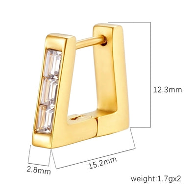1 Pair Classic Style Geometric Plating Inlay 304 Stainless Steel Zircon 18K Gold Plated Earrings