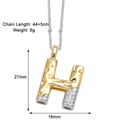 Jewelry Modern Style Simple Style letter 201 Stainless Steel Copper Zircon 18K Gold Plated Mixed Metal Inlay Pendant Necklace