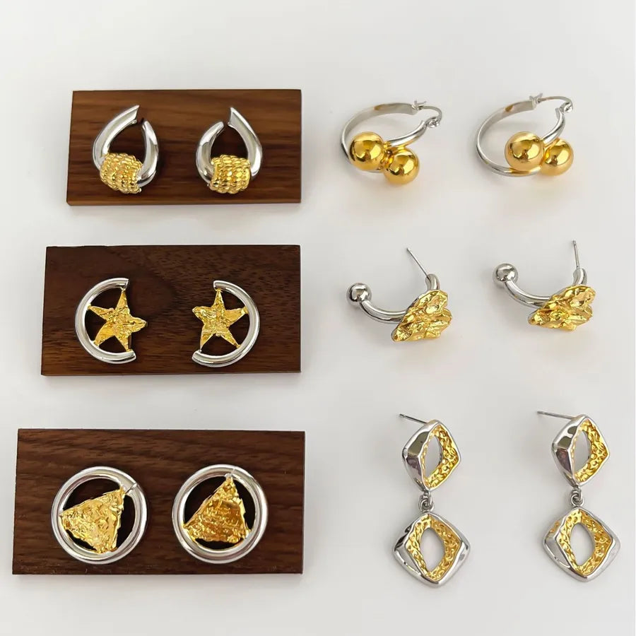 1 Pair Simple Style Commute Geometric Plating Copper Ear Studs