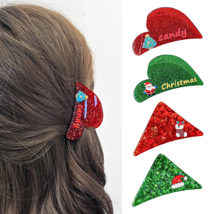 Christmas Sweet IG Style Women's Triangle Heart Shape Arylic Hair Claws
