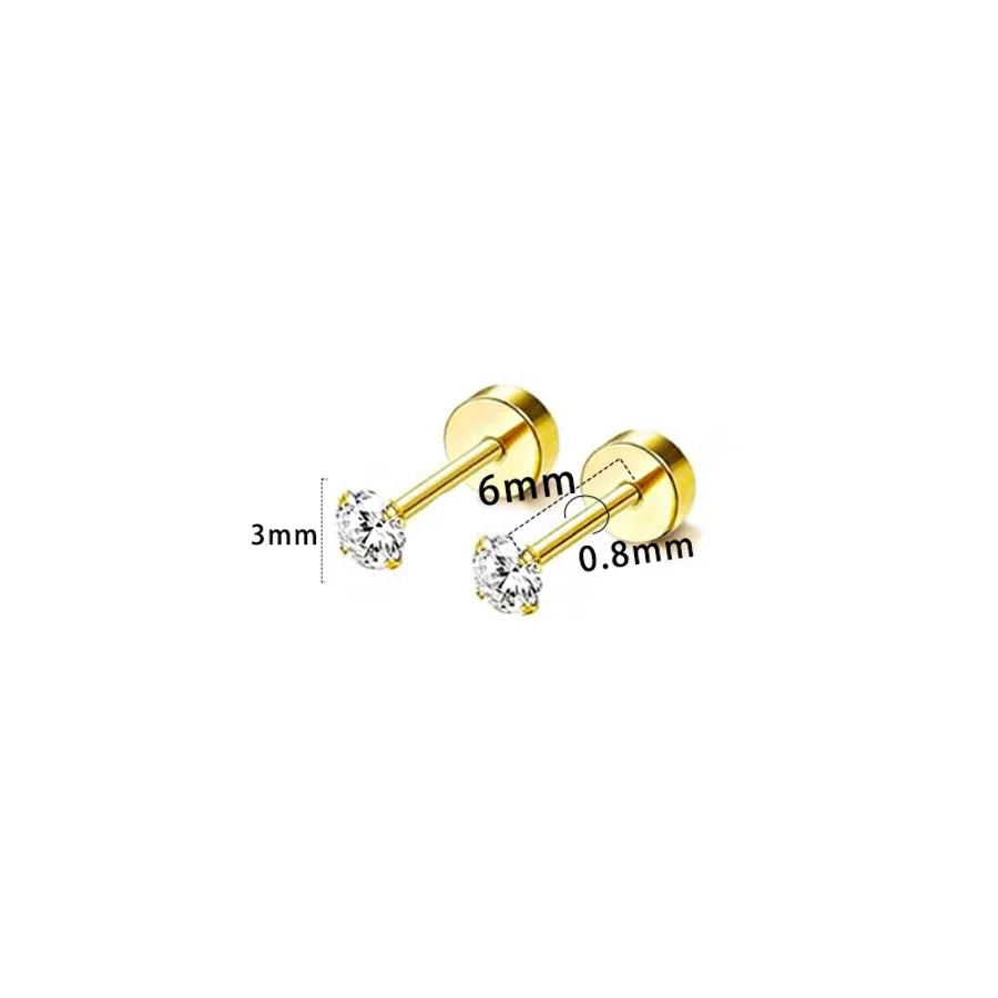 1 Piece Casual Formal Simple Style Star 316 Stainless Steel  Zircon 14K Gold Plated Ear Studs