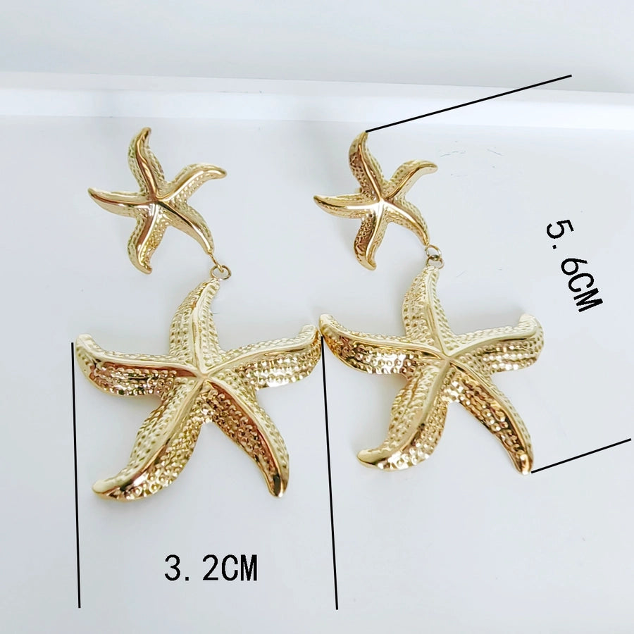 1 Pair Casual Modern Style Simple Style Starfish Butterfly Shell Plating 304 Stainless Steel 18K Gold Plated Drop Earrings
