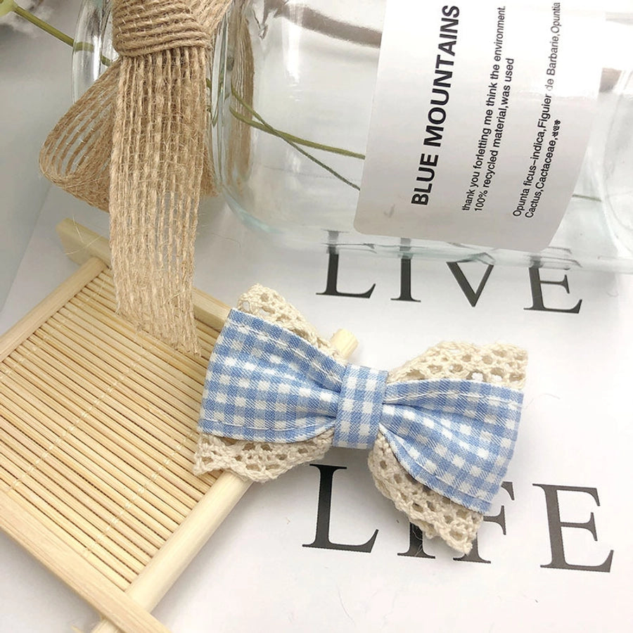 kid's pastoral bow knot cotton lace hair clip