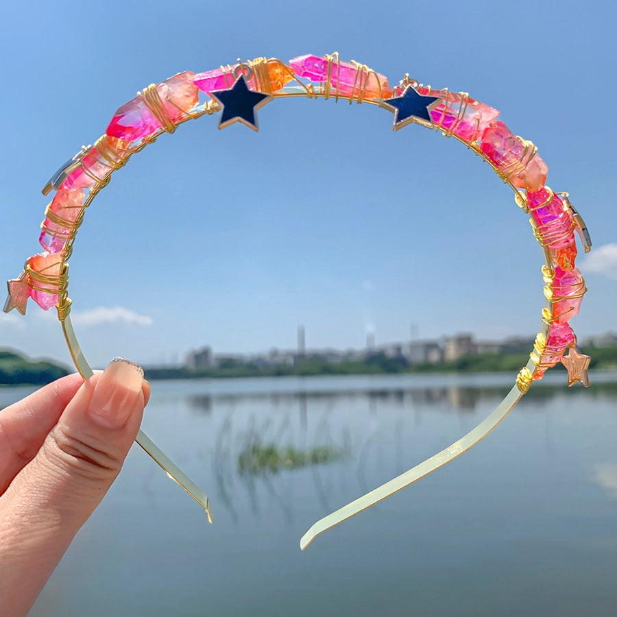 Women's Elegant Vacation Star Alloy natural stone Knitting Hair Band