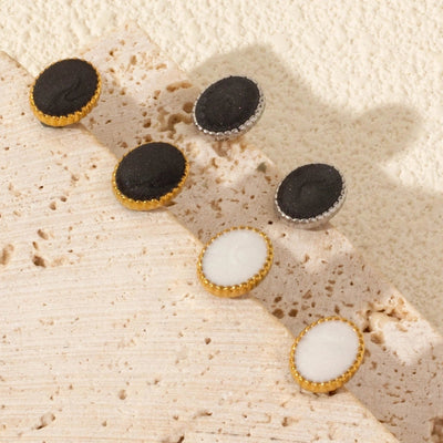 1 Pair Elegant Geometric Round 304 Stainless Steel Ear Studs