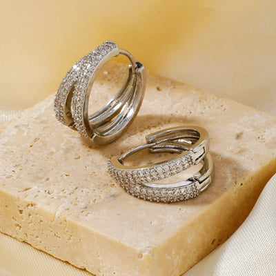 1 Pair Glam Lady Shiny Geometric Inlay Copper Zircon K Gold Plated Rhodium Plated Ear Studs