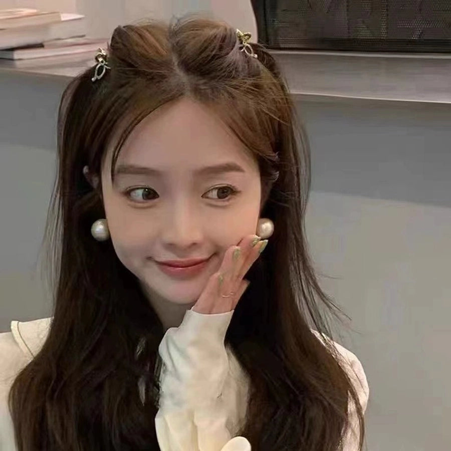 Go to windy places Liu Yifei Xu Hongdou with the same bow small grip Princess head metal bangs hairpin female