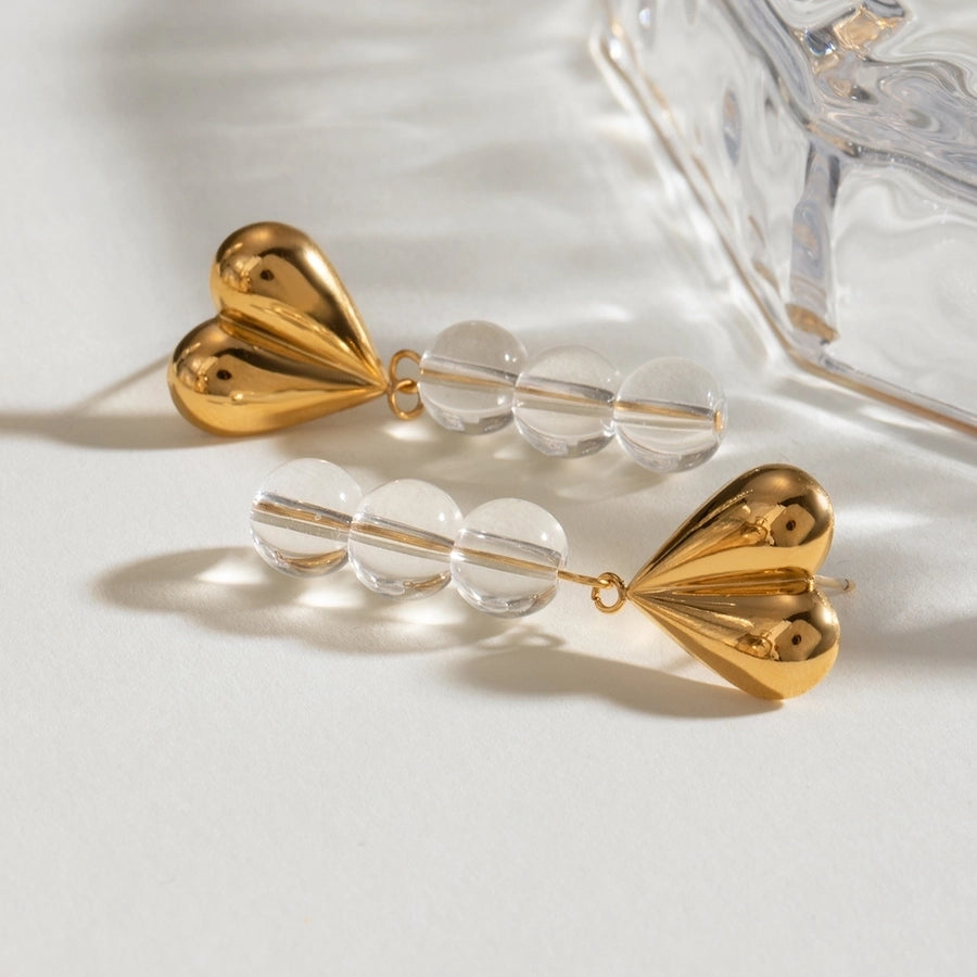 1 Pair Classic Style Heart Shape 304 Stainless Steel Drop Earrings