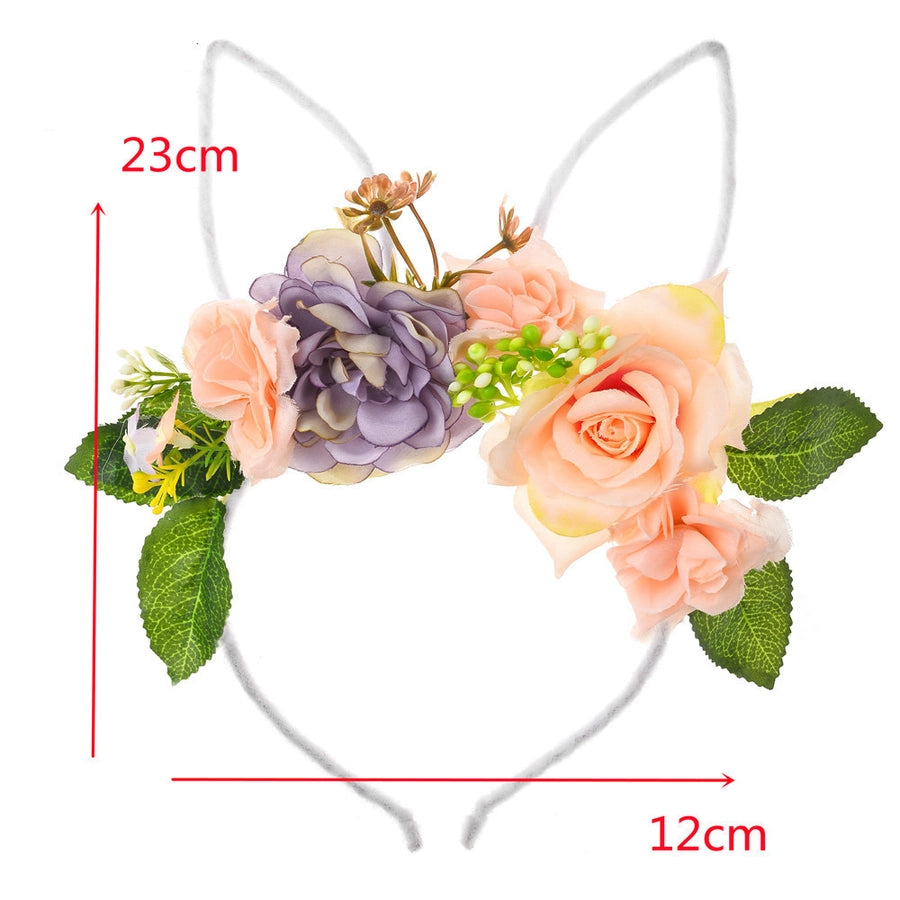 simple style bunny ears cloth flowers hair band 1 piece