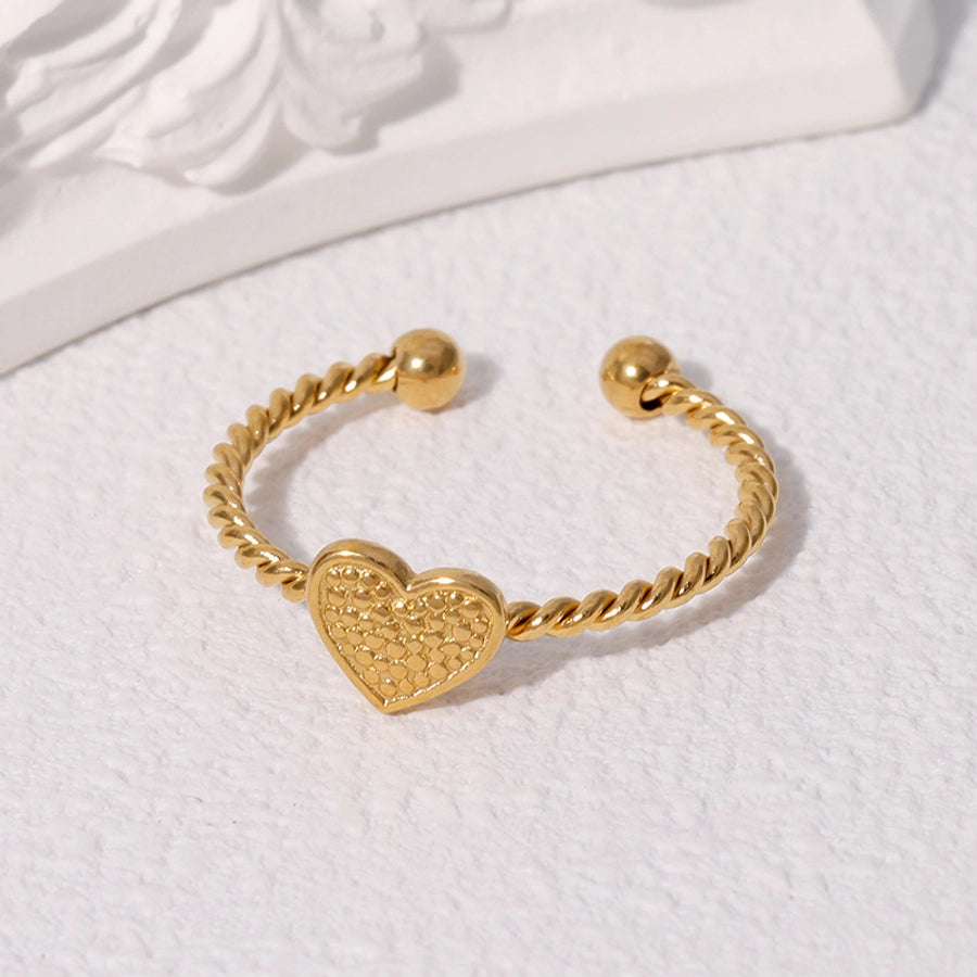 Jewelry Sweet Simple Style IG Style Heart Shape 304 Stainless Steel 18K Gold Plated Stainless Steel Rings