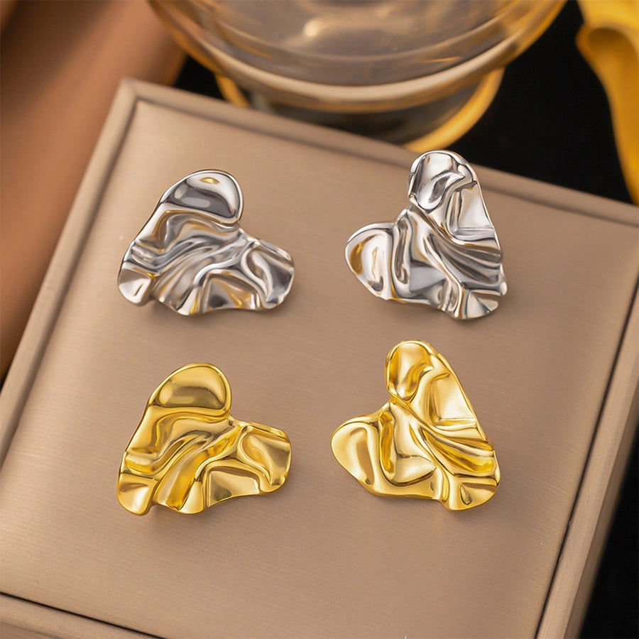 1 Pair Elegant Heart Shape Plating 304 Stainless Steel 18K Gold Plated Ear Studs