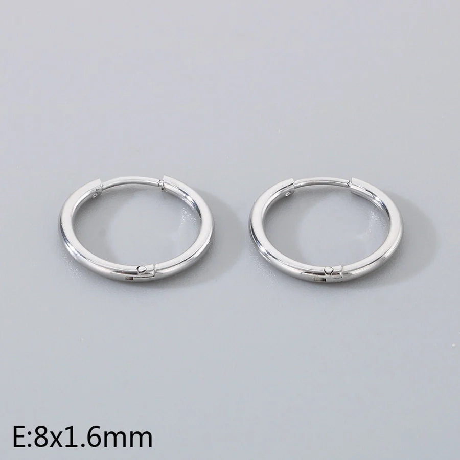 1 Pair Simple Style Round 304 Stainless Steel 18K Gold Plated Earrings
