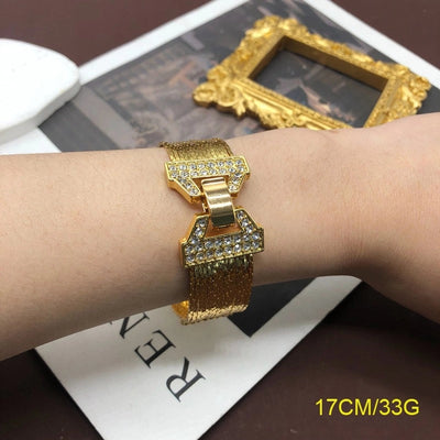 Hot Selling Product Retro Multi-Layer Copper Chain Diamond-Embedded Plain Gold Bracelet Elegant Graceful Personality  Women Trendy