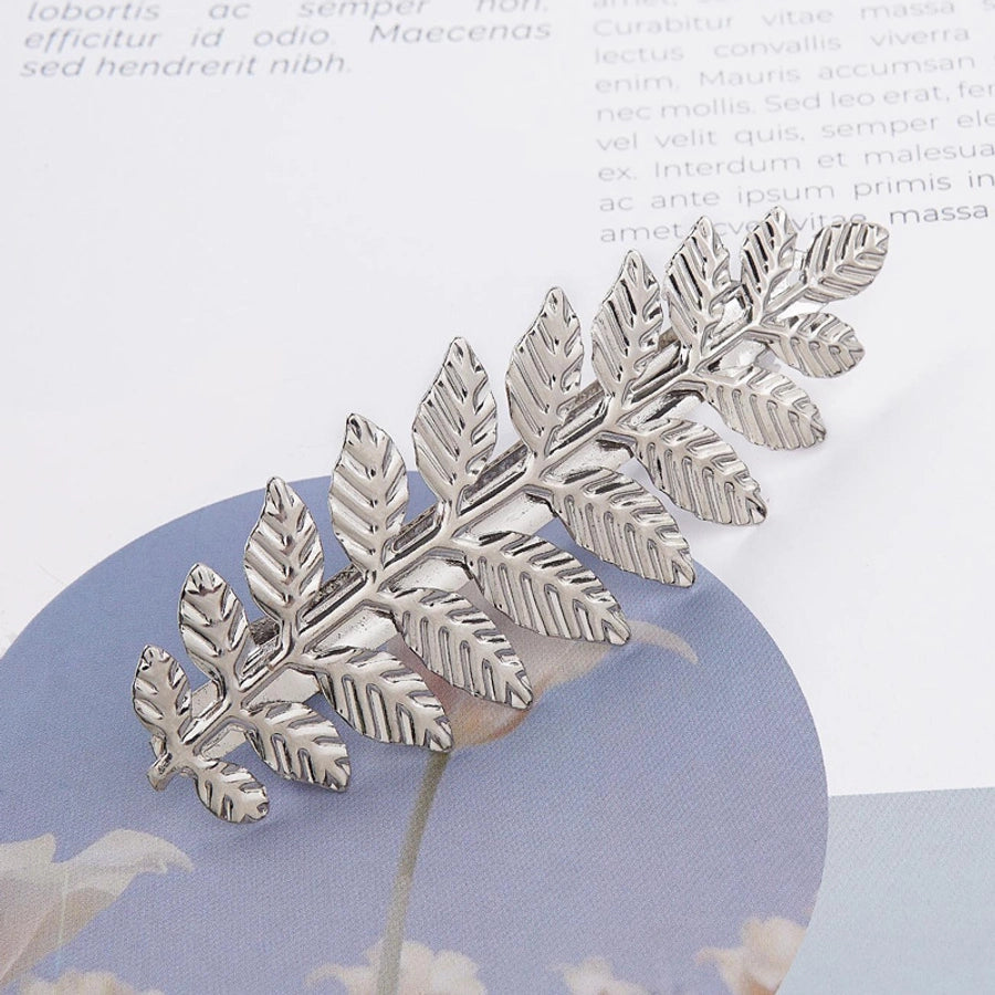 women's lady simple style leaves metal hair clip