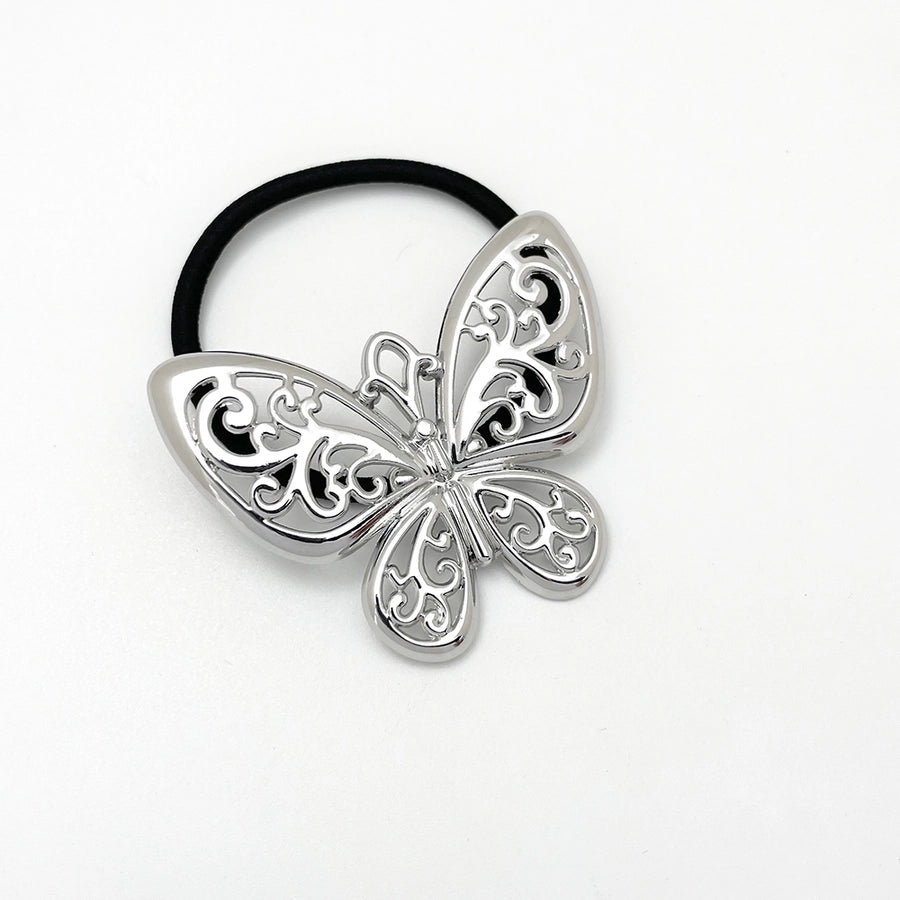 Women's Casual Elegant Sweet Butterfly Alloy Elastic Band Hollow Out Hair Tie