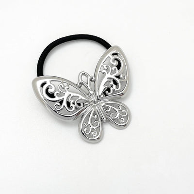 Women's Casual Elegant Sweet Butterfly Alloy Elastic Band Hollow Out Hair Tie