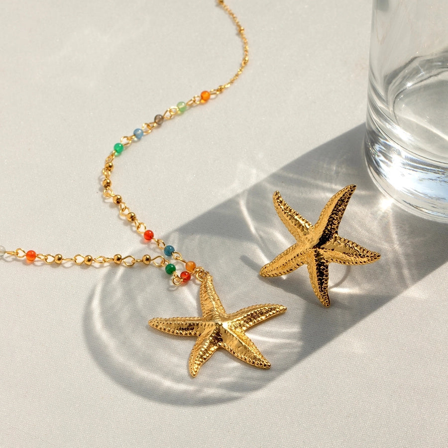 Jewelry Simple Style Classic Style Starfish 304 Stainless Steel 18K Gold Plated Rings Necklace