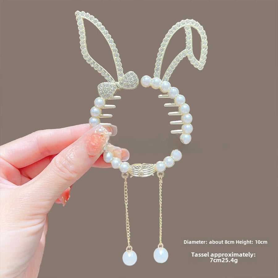 Children's ball head fixed artifact Pearl Rhinestone grip clip does not hurt the hair back of the head ponytail buckle girl hairpin headdress