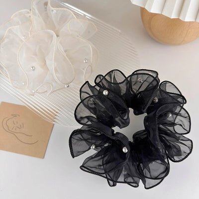 Women's Casual Simple Style Geometric Imitation Pearl Gauze Hair Tie