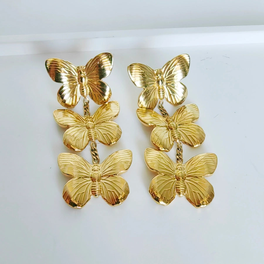 1 Pair Casual Modern Style Simple Style Starfish Butterfly Shell Plating 304 Stainless Steel 18K Gold Plated Drop Earrings