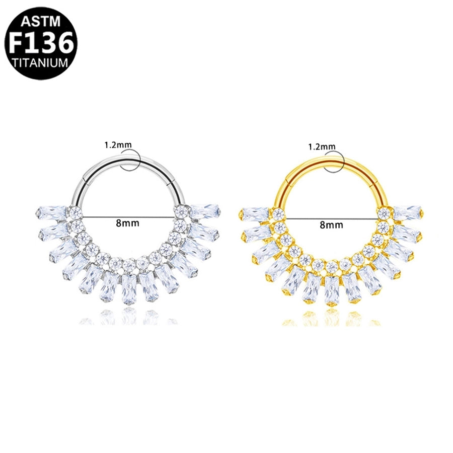 1 Piece Nose Rings & Studs Luxurious Shiny Round Pure Titanium Titanium Alloy Zircon 14K Gold Plated White Gold Plated Ear Cartilage Rings & Studs Nose Rings & Studs