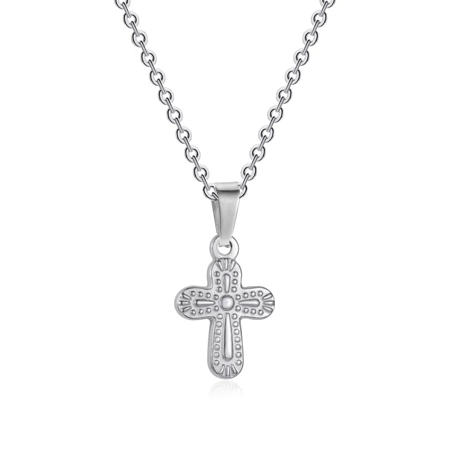 Stainless Steel 18K Gold Plated Simple Style Plating Inlay Cross Zircon