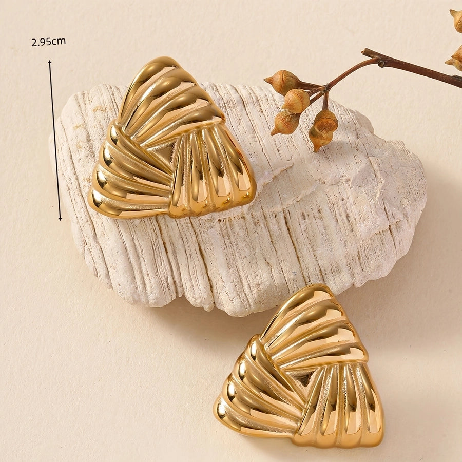 1 Pair Elegant Vintage Style Geometric Heart Shape 304 Stainless Steel 18K Gold Plated Ear Studs