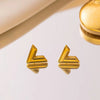 Jewelry Elegant Simple Style V Shape Titanium Steel 18K Gold Plated Bracelets Earrings Necklace