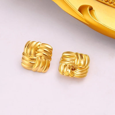 1 Pair Retro Commute Geometric 304 Stainless Steel 316 Stainless Steel  18K Gold Plated Ear Studs