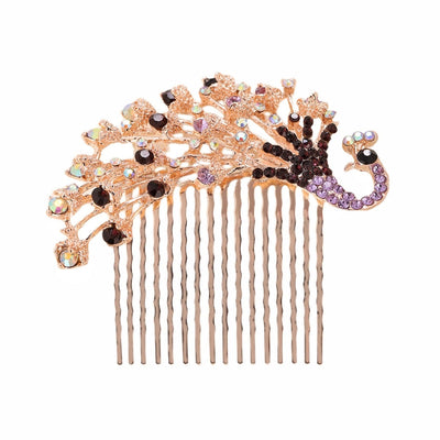 Women's Retro Peacock Alloy Inlay Zircon Insert comb