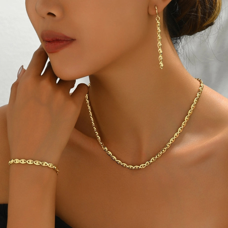 Copper 18K Gold Plated Geometric Copper Jewelry Sets