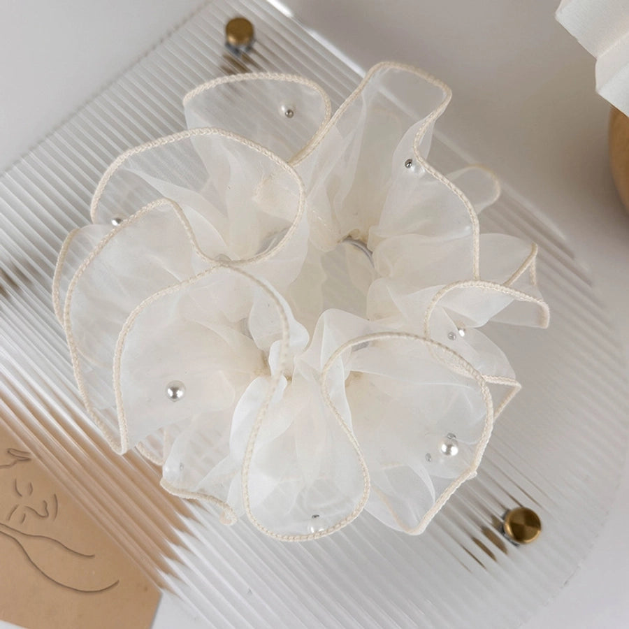 Women's Casual Simple Style Geometric Imitation Pearl Gauze Hair Tie