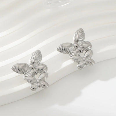 1 Pair Exaggerated Simple Style Oversized Flower Butterfly 304 Stainless Steel Ear Studs