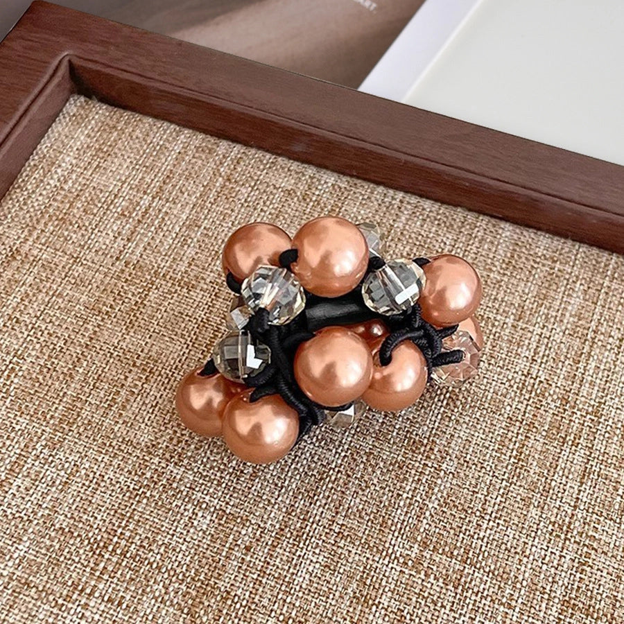 elegant geometric imitation pearl rhinestone hair tie