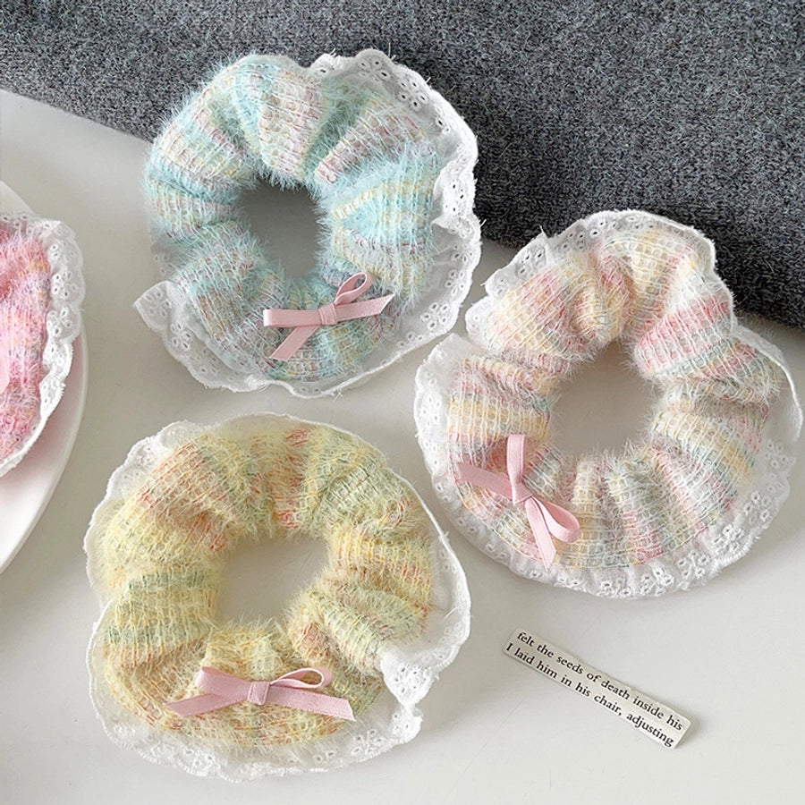 Unisex Casual Sweet Rainbow yarn Rib-Knit Hair Tie