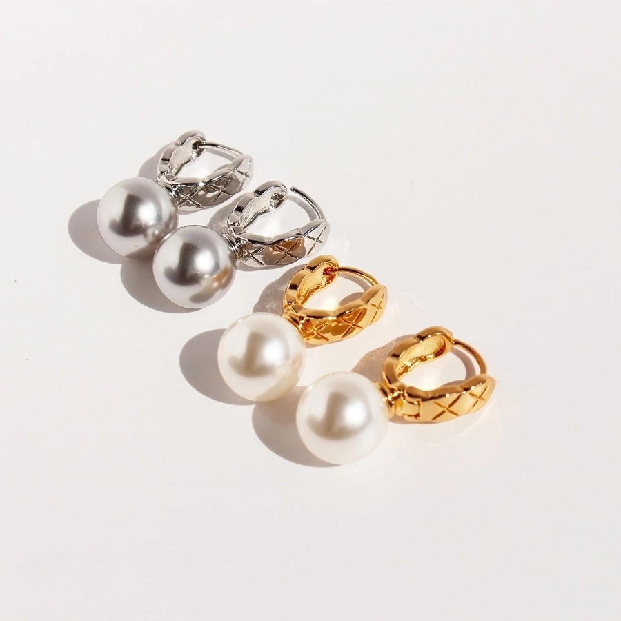 Brass Plating Geometric Pearl Earrings