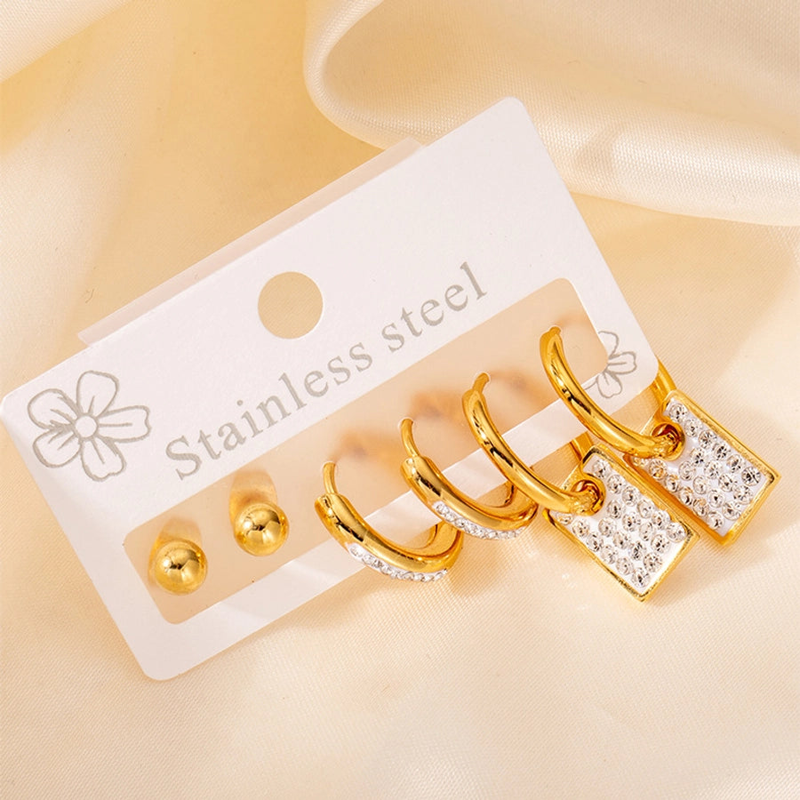 1 Set Elegant Star Heart Shape 304 Stainless Steel Drop Earrings