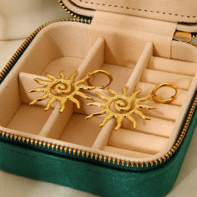 1 Pair Vintage Style Classic Style Sun 304 Stainless Steel 18K Gold Plated Drop Earrings