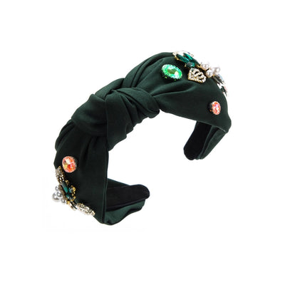elegant luxurious irregular cloth inlay artificial pearls rhinestones hair band