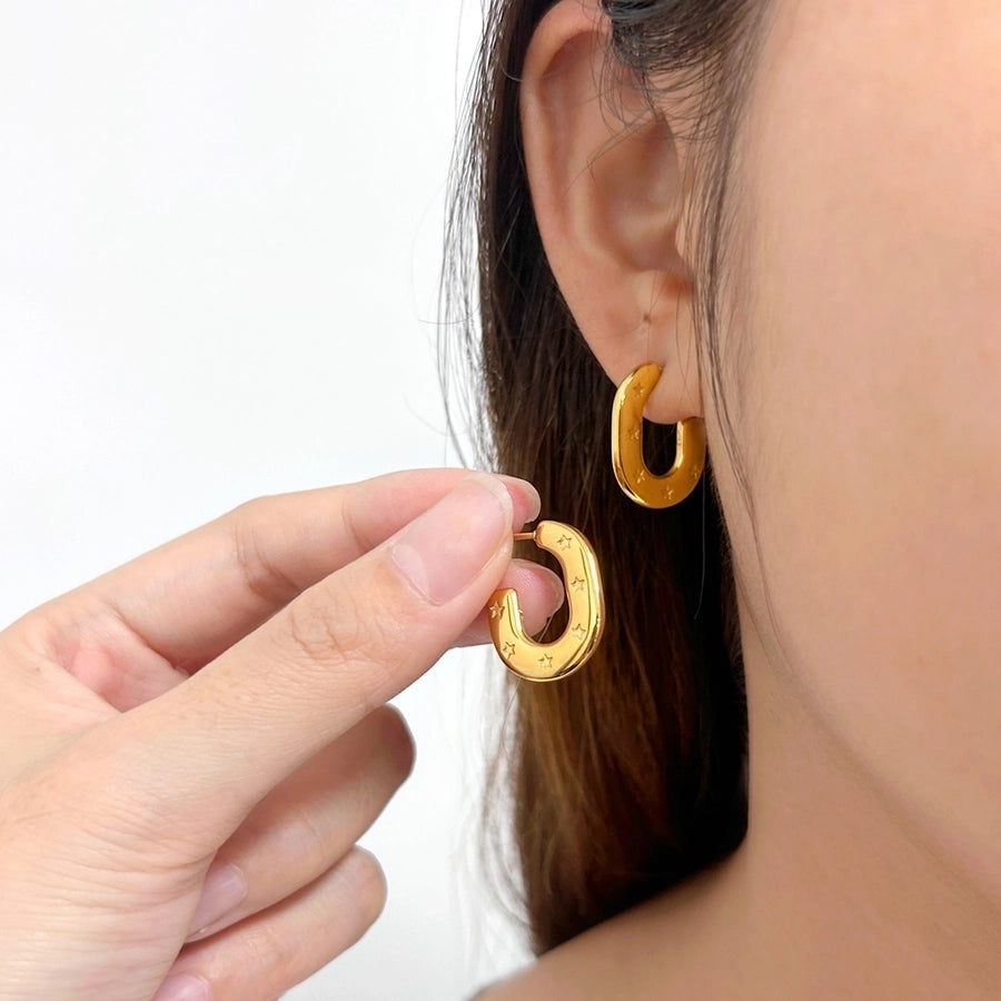 1 Pair Simple Style Commute Pentagram 304 Stainless Steel 316 Stainless Steel  18K Gold Plated Ear Studs