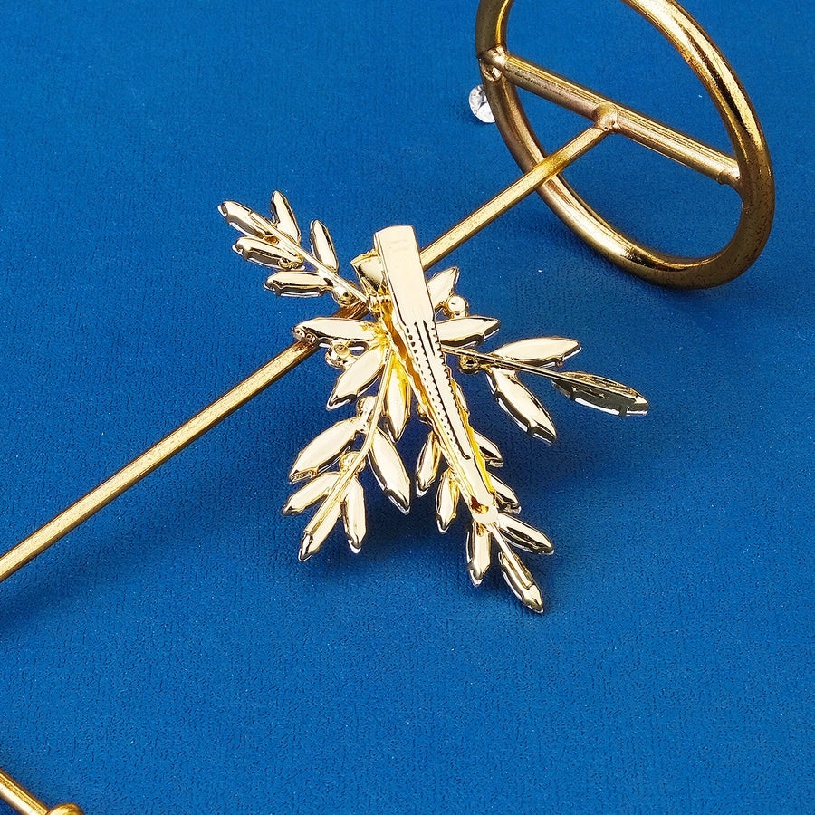 sweet simple style leaf alloy inlay rhinestones hair clip