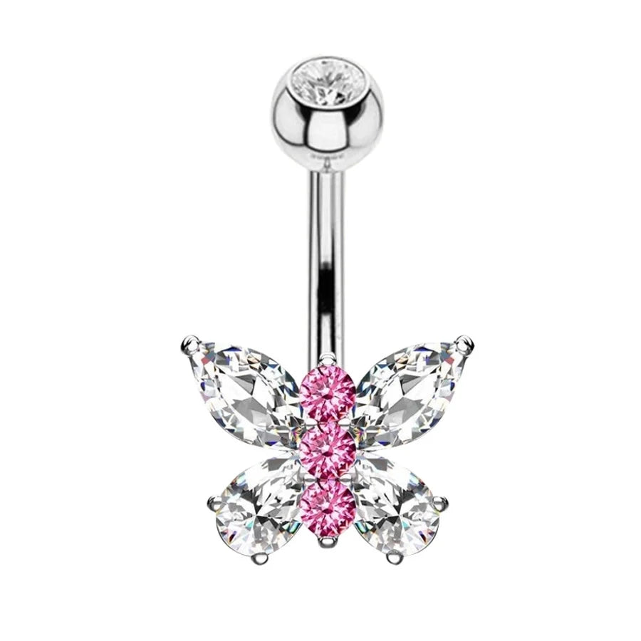 1 Piece Belly Rings Simple Style Heart Shape 316 Stainless Steel  Inlay Rhinestones